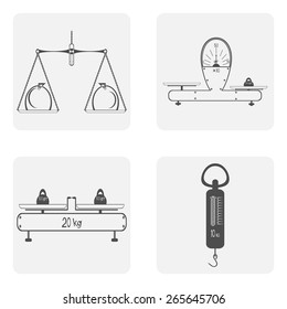 monochrome icon set with scales