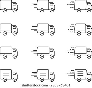 Monochrome Icon Set of Simple Vector Trucks