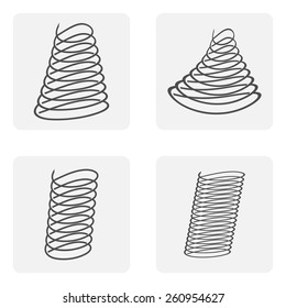 monochrome icon set with spring, shock absorber