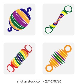 monochrome icon set with springs