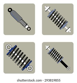 monochrome icon set with springs