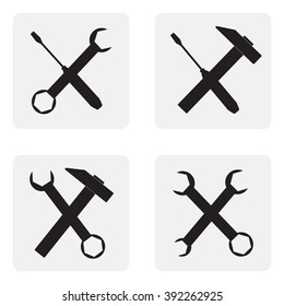 monochrome icon set with tool