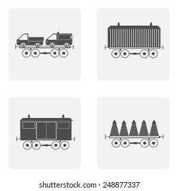 monochrome icon set with train