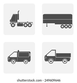 monochrome icon set with truck