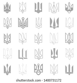 monochrome icon set with Ukrainian tridents 