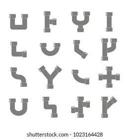   Conjunto de iconos monocromáticos con tubos de Vector para su diseño