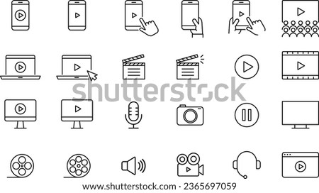 Monochrome Icon Set for Video and Motion Graphics Vector