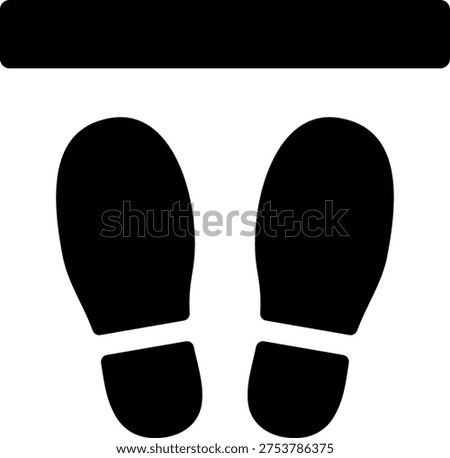 monochrome icon of shoes print and stop line