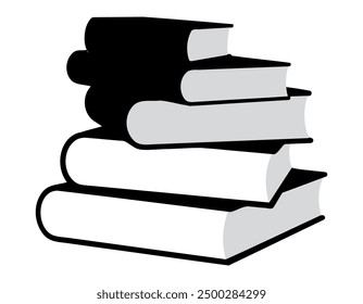 Monochrome icon. Stack of books, pile of books. Logo isolated on transparent background. Vector illustration