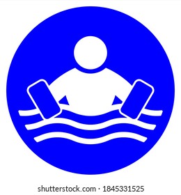 Monochrome Icon To Symbolize The Need To Use Inflatable Armbands For Swimming