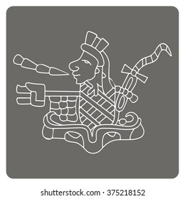 monochrome icon with symbols from Aztec codices for your design