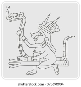 monochrome icon with symbols from Aztec codices for your design