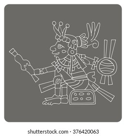monochrome icon with symbols from Aztec codices for your design