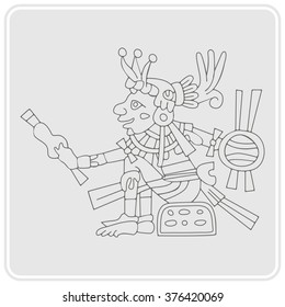monochrome icon with symbols from Aztec codices for your design