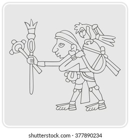 monochrome icon with symbols from Aztec codices for your design