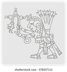 monochrome icon with symbols from Aztec codices for your design
