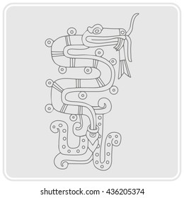 monochrome icon with symbols from Aztec codices for your design