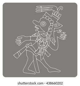 monochrome icon with symbols from Aztec codices for your design