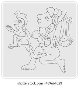 monochrome icon with symbols from Aztec codices for your design