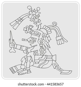 monochrome icon with symbols from Aztec codices for your design