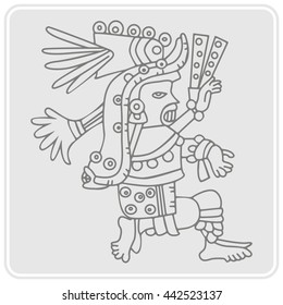 monochrome icon with symbols from Aztec codices for your design