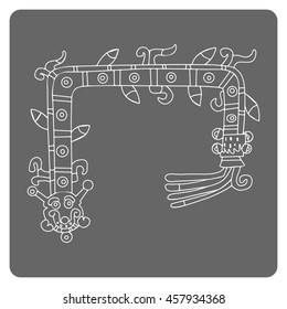 monochrome icon with symbols from Aztec codices