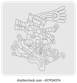 monochrome icon with symbols from Aztec codices