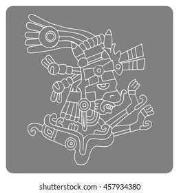 monochrome icon with symbols from Aztec codices