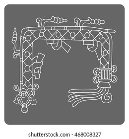 monochrome icon with symbols from Aztec codices
