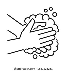 A Monochrome Icon That Symbolizes The Need To Wash Your Hands With Soap