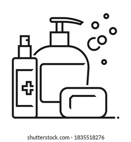 Monochrome Icon That Symbolizes The Need To Use Disinfectants And Detergents