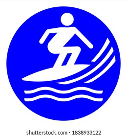 A Monochrome Icon That Symbolizes Surfing As A Water Sport And Recreation
