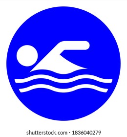 Un icono monocromo que simboliza la natación como deporte acuático y 
recreación