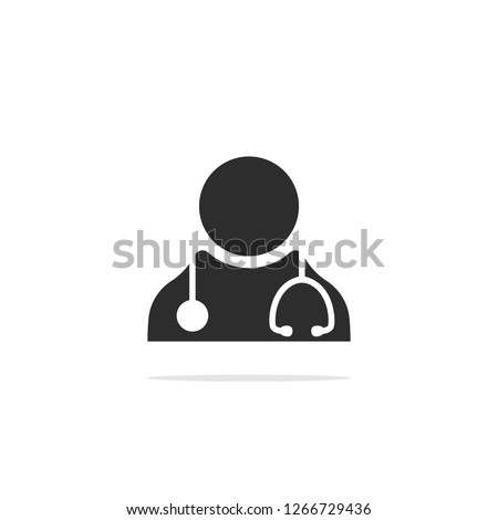 Monochrome icon user doctor. Vector illustration.