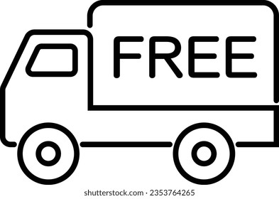 Monochrome Icon of Vector Truck with Free Shipping