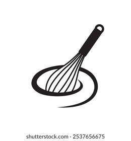 monochrome icon of whisk for mixing isolated on white background