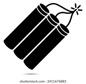 Monochrome icon.dynamite icon,Dynamite burning stick vector design object,dynamite trendy filled icons from Army and war collection.Bomb icon. bomb icon vector for web, computer and mobile app.