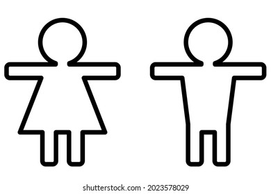 Monochrome icons of man and woman on a whita background.
