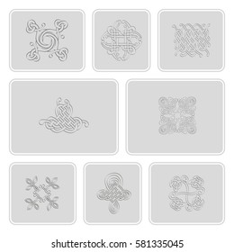 monochrome icons set with Celtic art and ethnic ornaments for your design