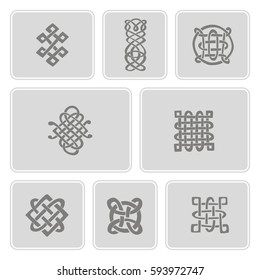 monochrome icons set with Celtic art and ethnic ornaments for your design