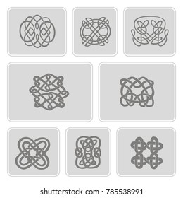 monochrome icons set with Celtic art and ethnic ornaments