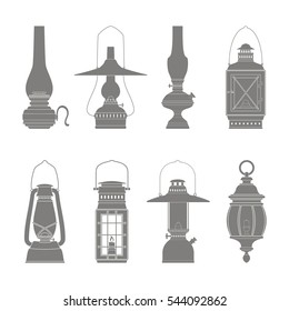 monochrome icons set with lantern for your design