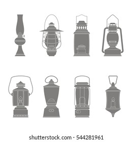 monochrome icons set with lantern for your design