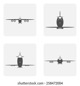 monochrome icons set with planes 