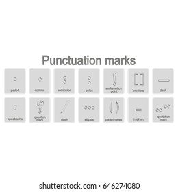 monochrome icons set with punctuation marks for your design