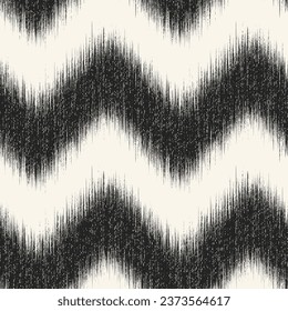 Monochrome Ikat Effect Textured Chevron Pattern