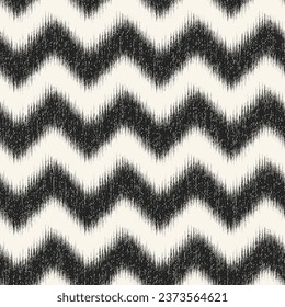 Monochrome Ikat Effect Textured Chevron Pattern