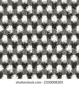 Monochrome Ikat Effect Textured Dotted Pattern