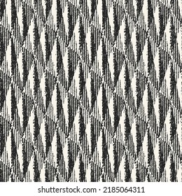 Monochrome Ikat Textured Broken Geometric Pattern