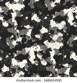 Monochrome Ikat Textured Camouflage Pattern.